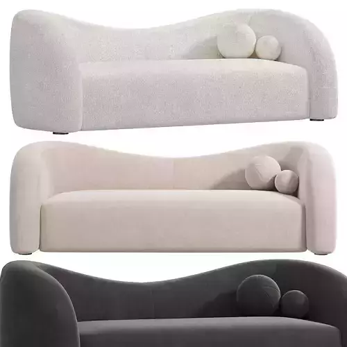 Boucle Upholstered Curved 2 Seater Sofa for Living Room