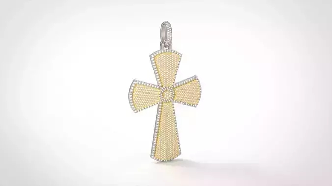 Model 1080  Pave Cross Plate Diamond Pendant