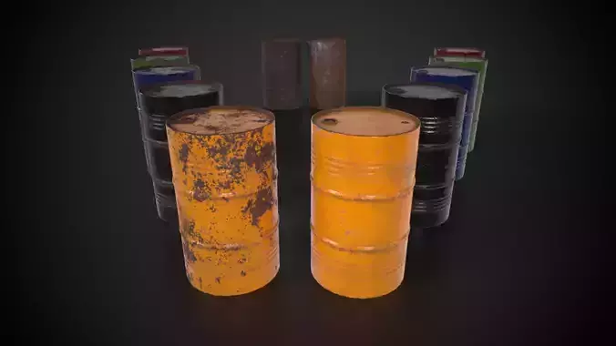 Metal barrels Low-poly 3D model