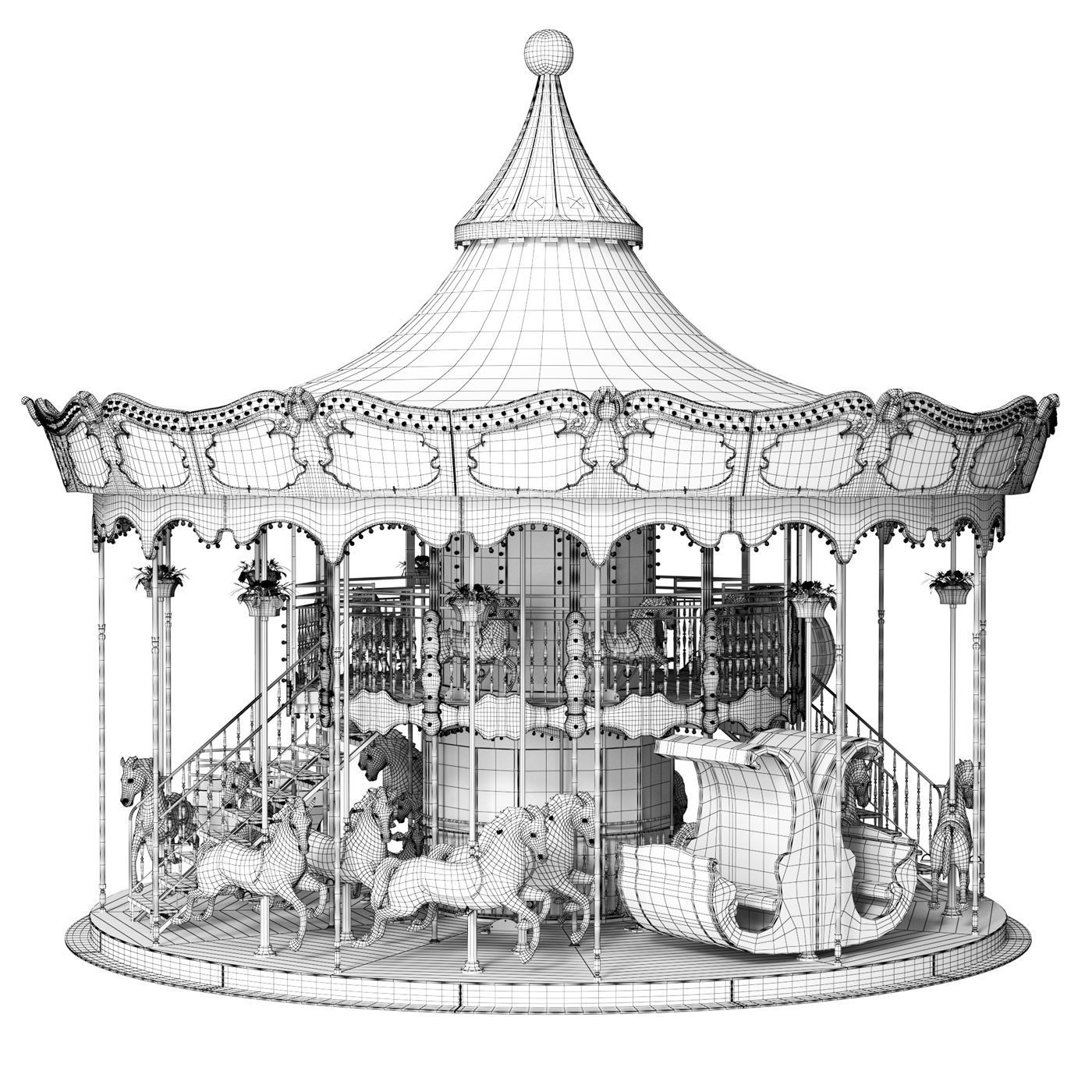 Carousel 2 levels Paris 3D model_9