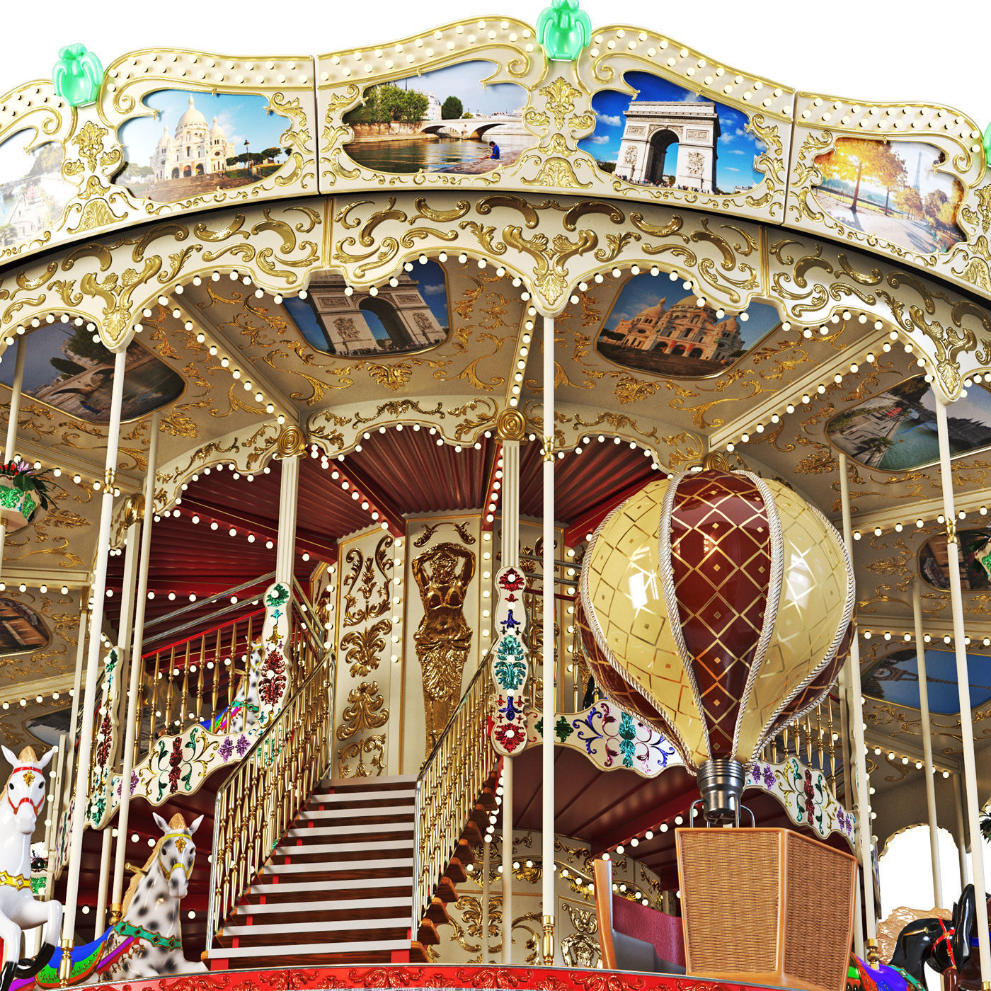 Carousel 2 levels Paris 3D model_4