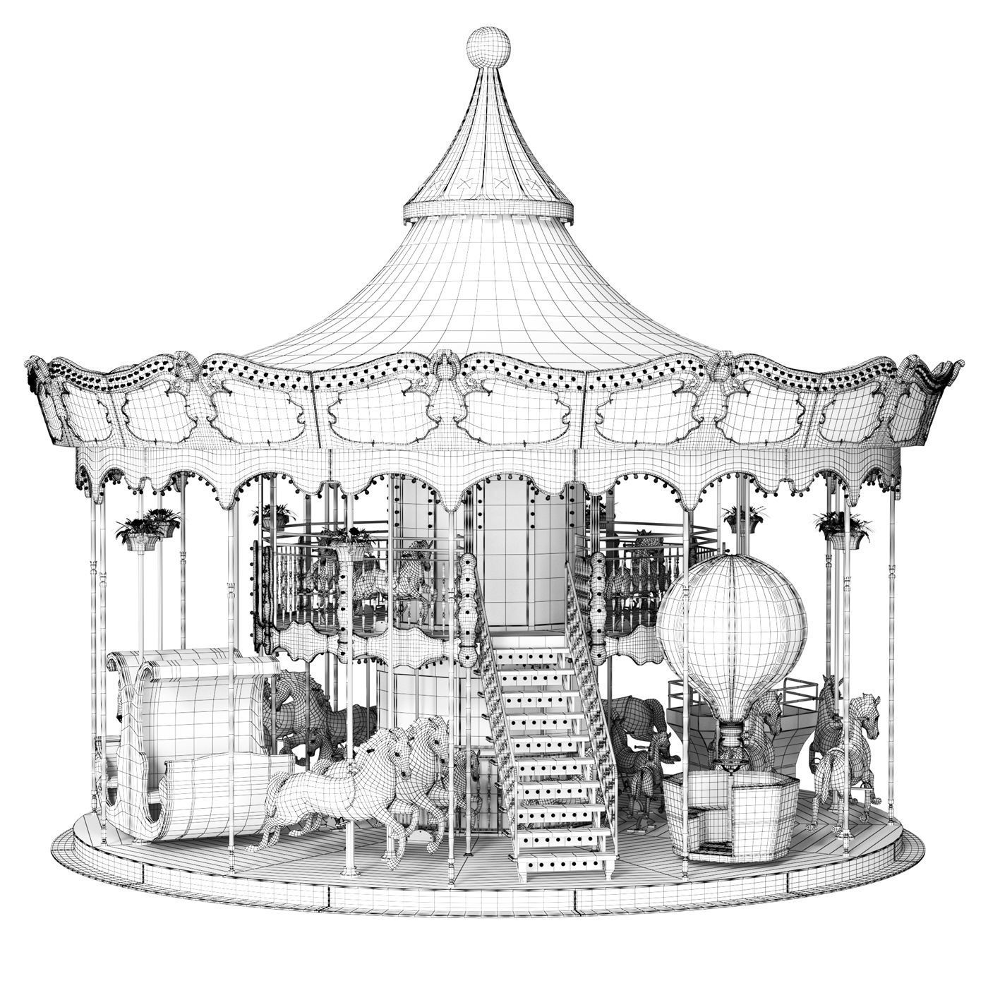 Carousel 2 levels Paris 3D model_11
