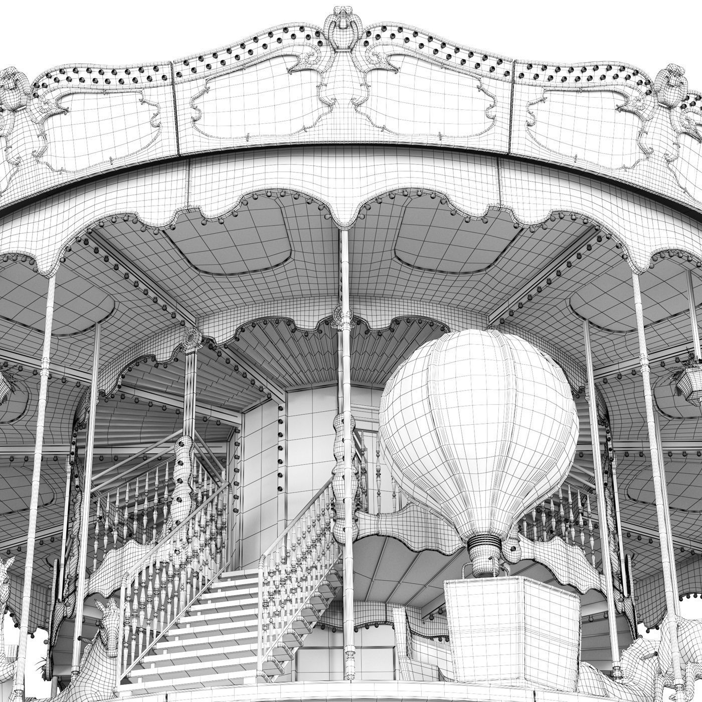 Carousel 2 levels Paris 3D model_12