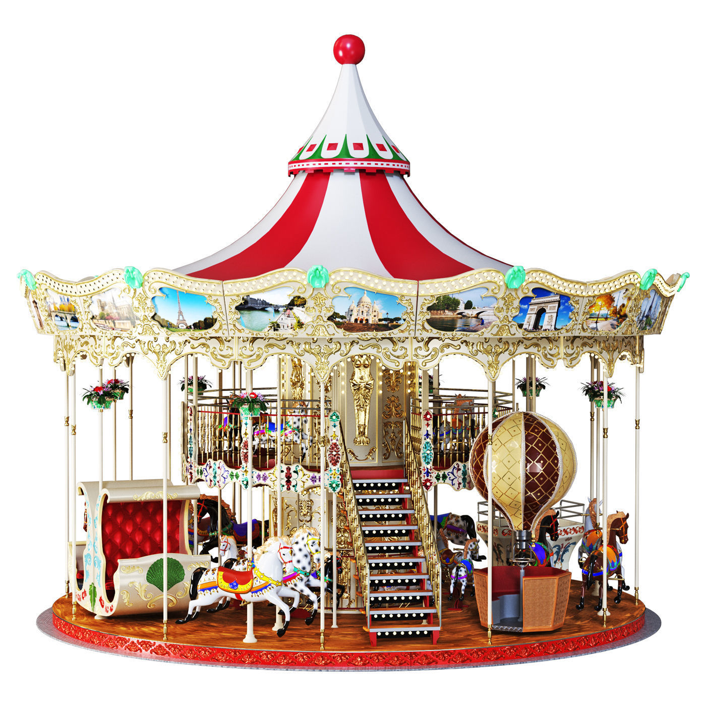 Carousel 2 levels Paris 3D model_2
