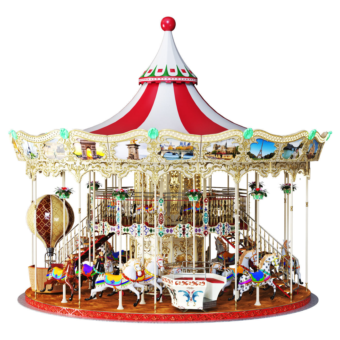 Carousel 2 levels Paris 3D model_1