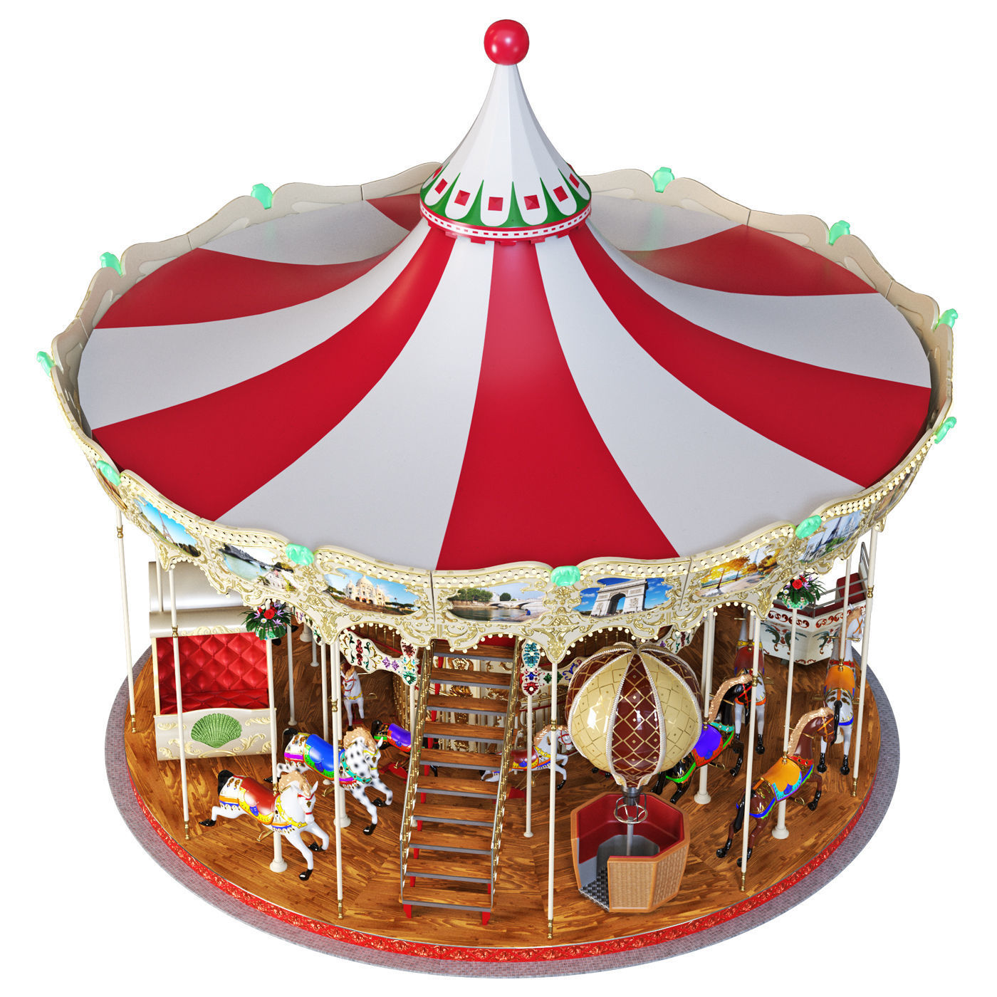 Carousel 2 levels Paris 3D model_3