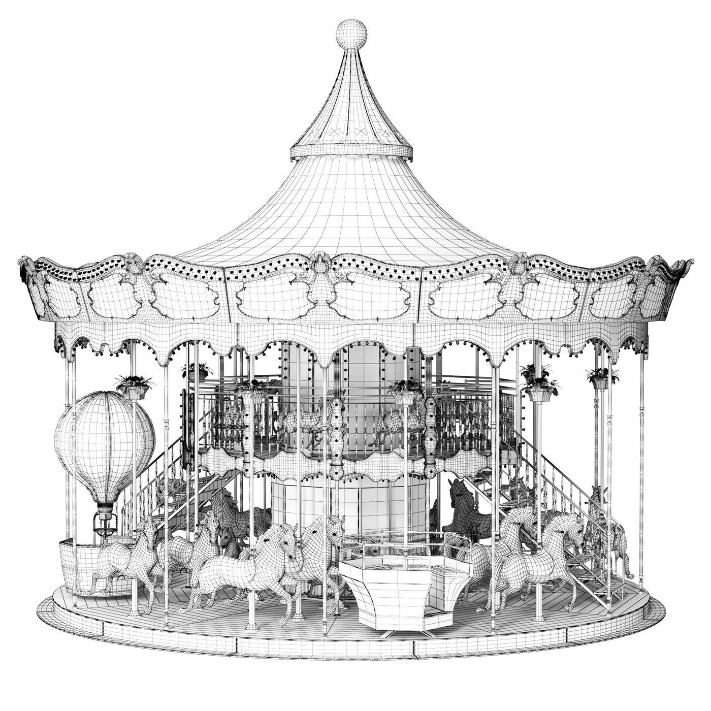 Carousel 2 levels Paris 3D model_10
