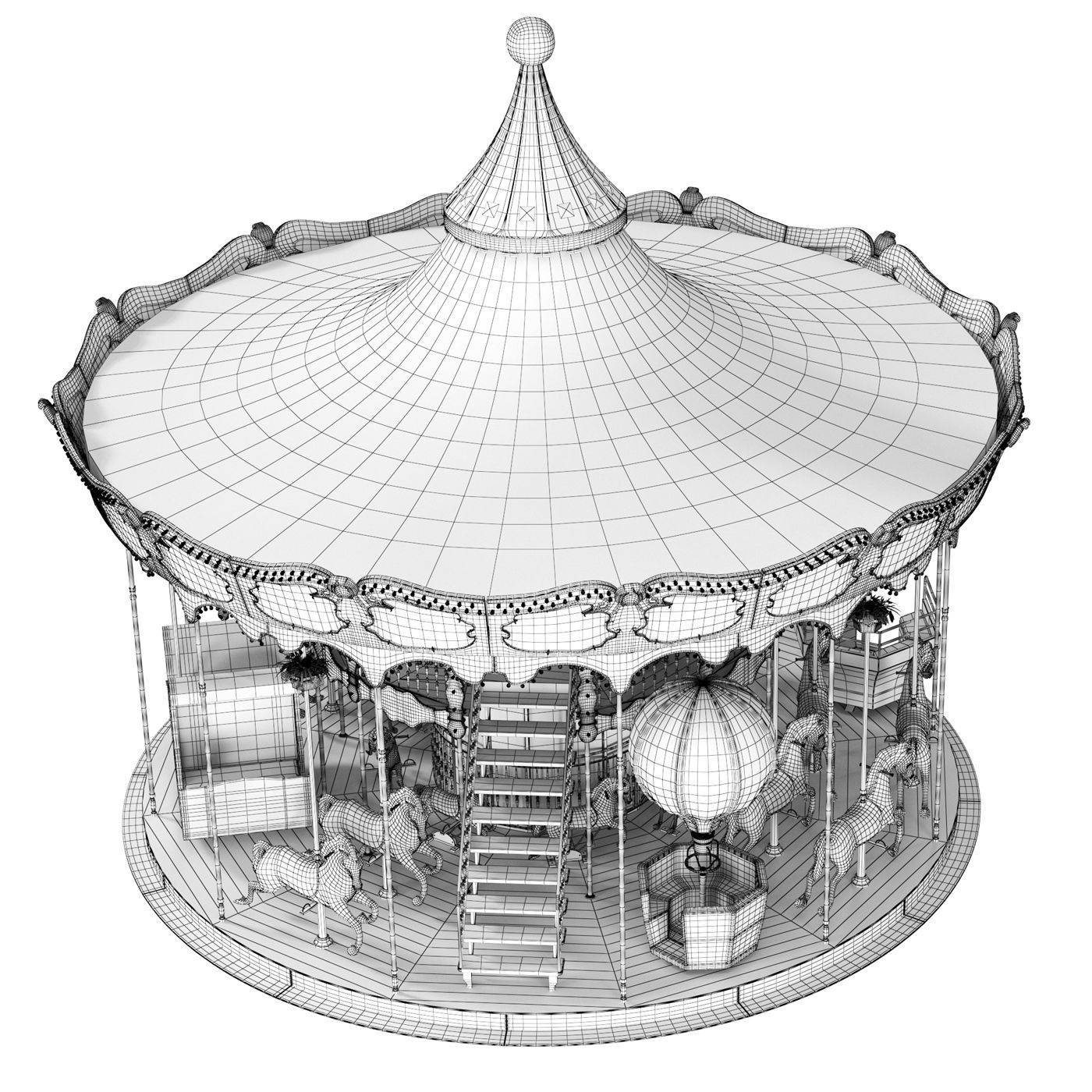 Carousel 2 levels Paris 3D model_13