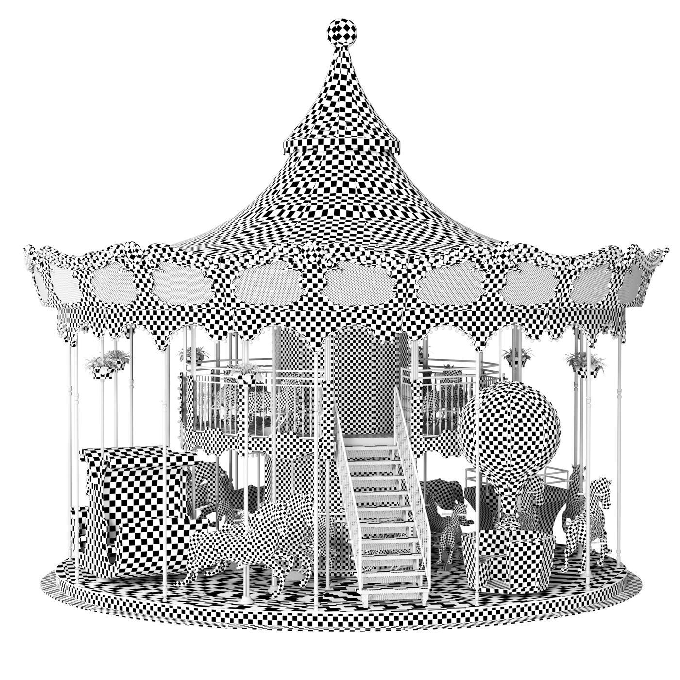 Carousel 2 levels Paris 3D model_8