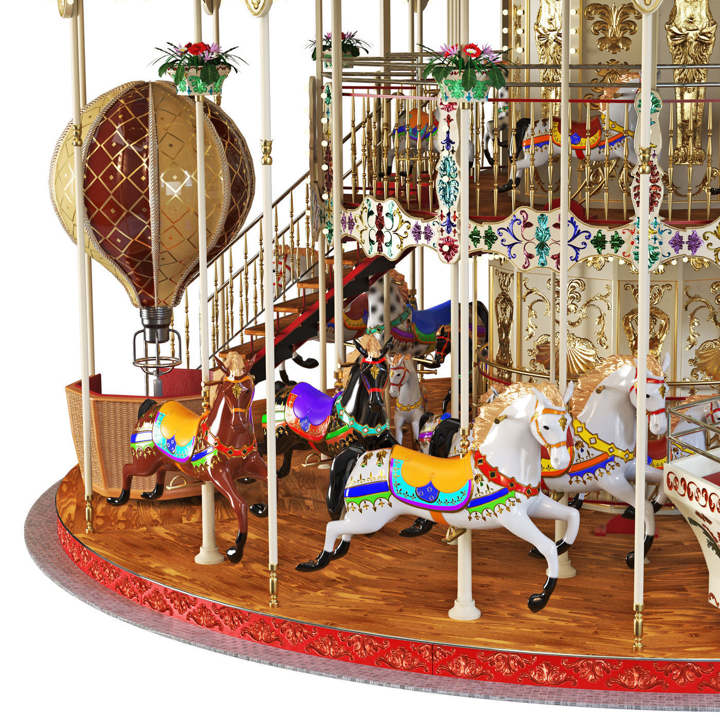 Carousel 2 levels Paris 3D model_5