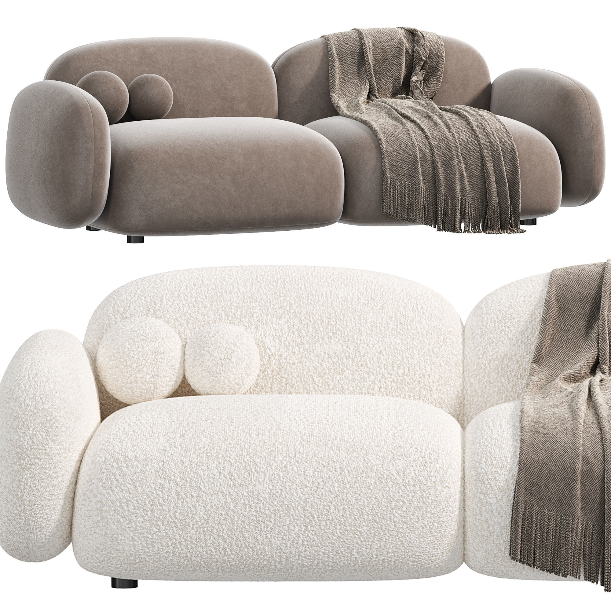  Contemporary Standard Sofa Sewn Pillow Back Sofa by Litfad 3D model_1