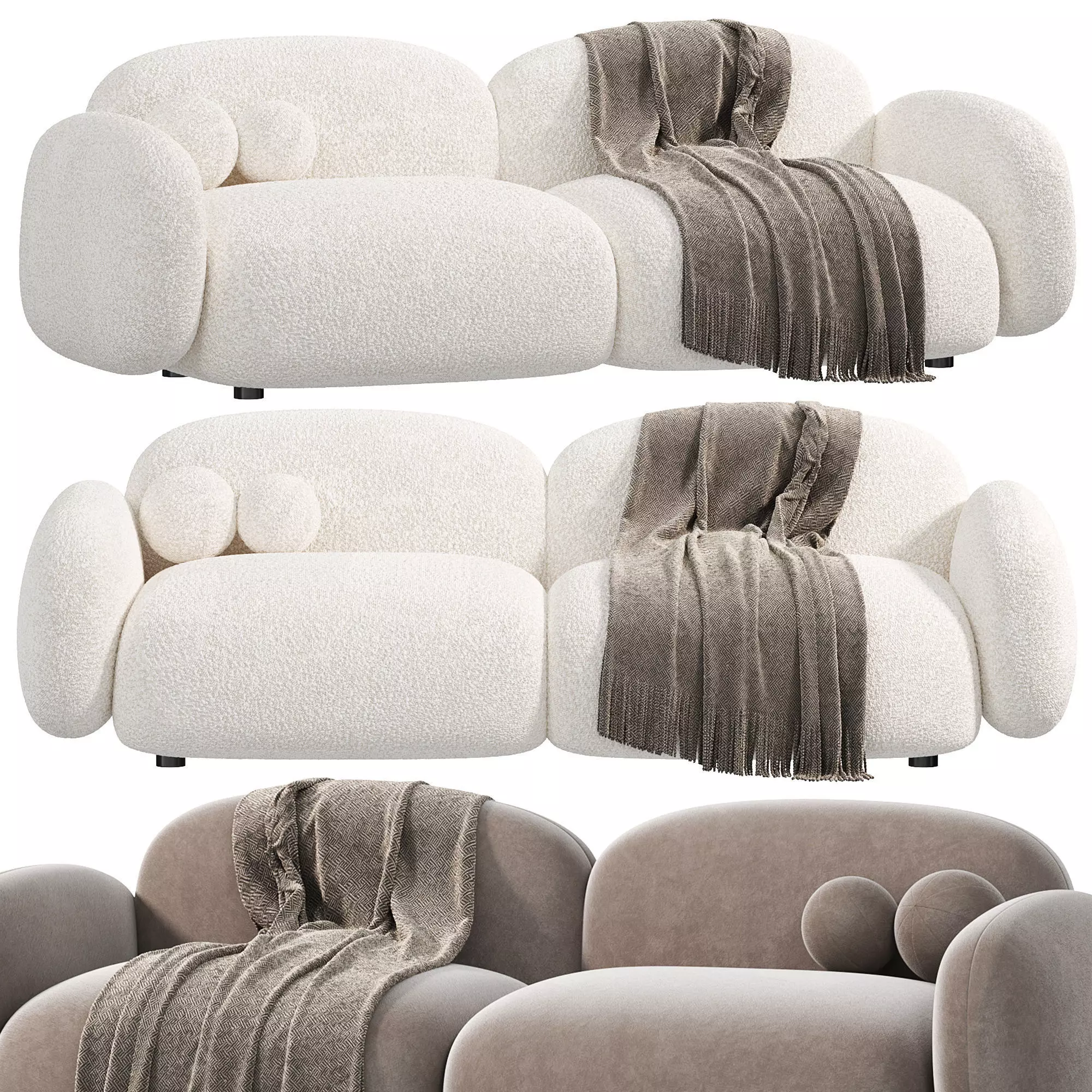  Contemporary Standard Sofa Sewn Pillow Back Sofa by Litfad 3D model_0