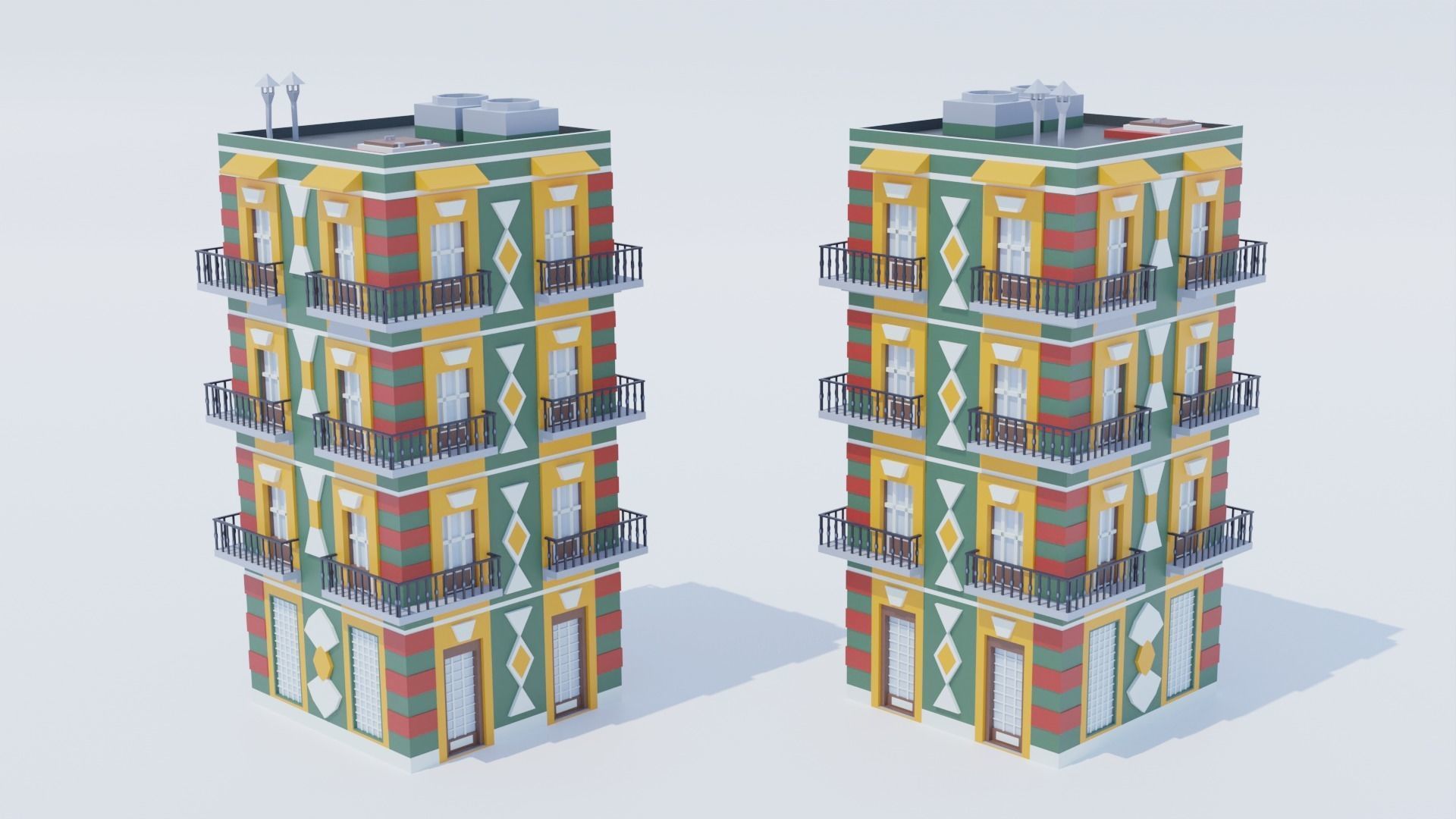 14 Pack Italian Buildings Low-Poly Low-poly 3D model_4
