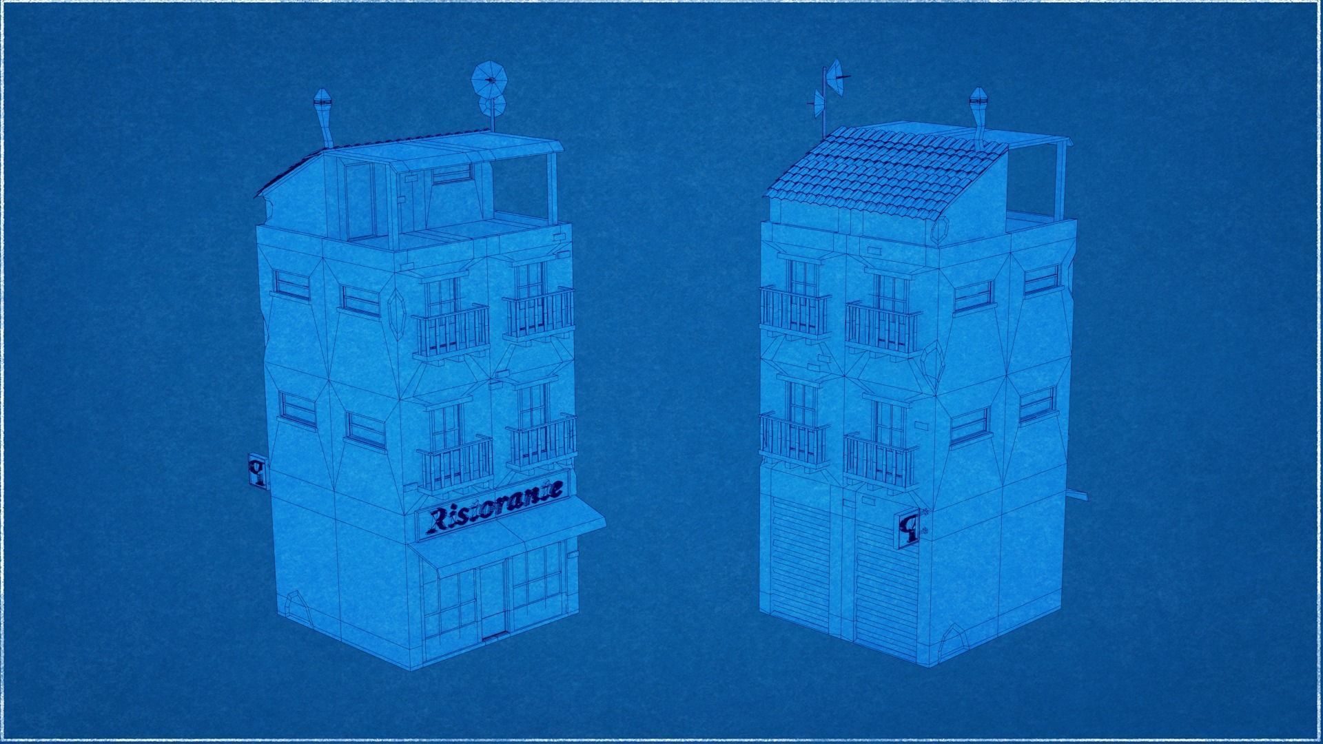 14 Pack Italian Buildings Low-Poly Low-poly 3D model_23