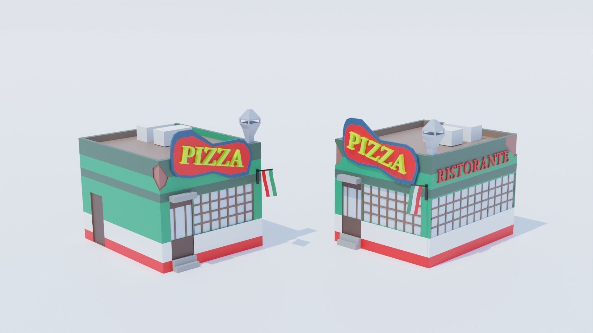 14 Pack Italian Buildings Low-Poly Low-poly 3D model_14