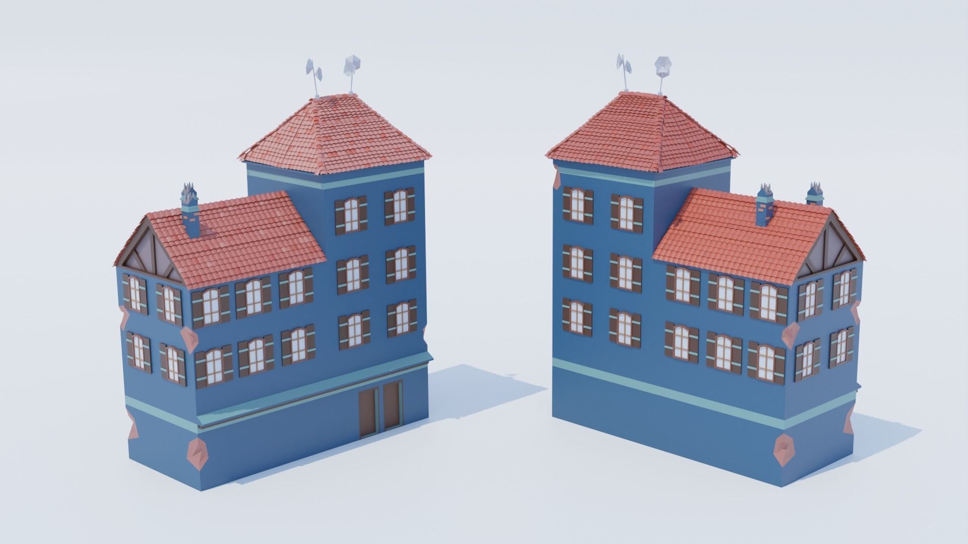 14 Pack Italian Buildings Low-Poly Low-poly 3D model_13