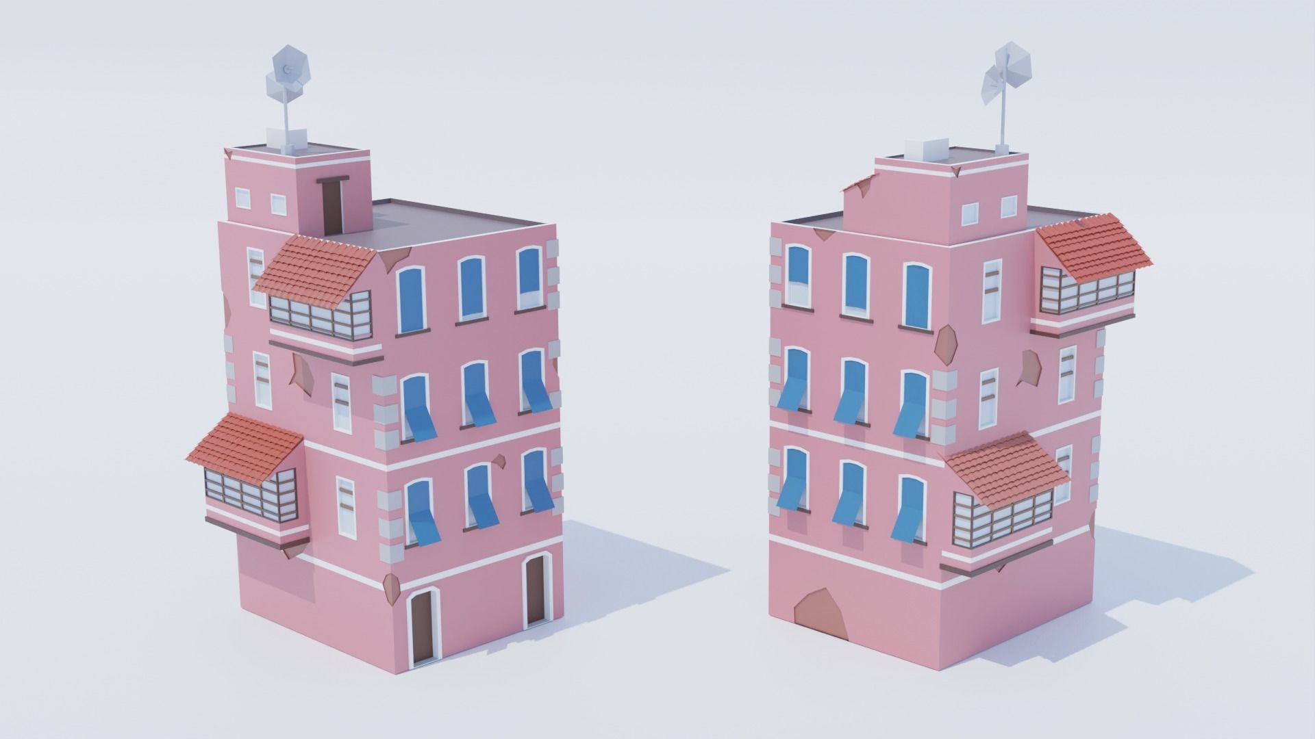 14 Pack Italian Buildings Low-Poly Low-poly 3D model_12