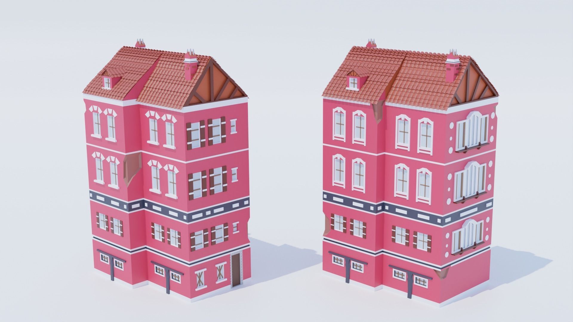 14 Pack Italian Buildings Low-Poly Low-poly 3D model_11