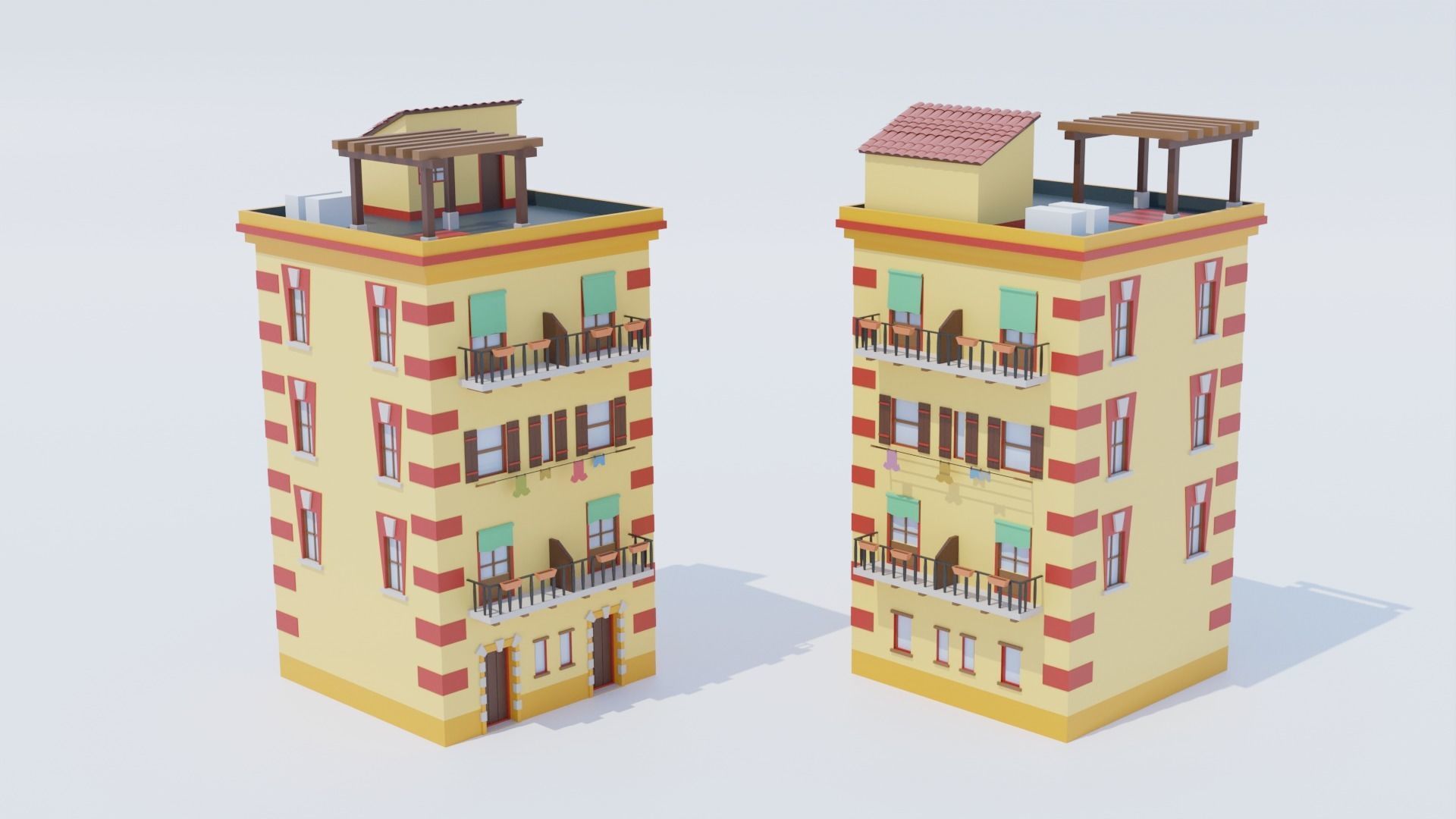 14 Pack Italian Buildings Low-Poly Low-poly 3D model_8