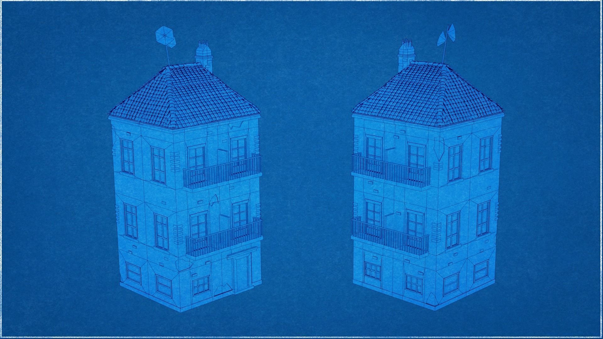 14 Pack Italian Buildings Low-Poly Low-poly 3D model_20