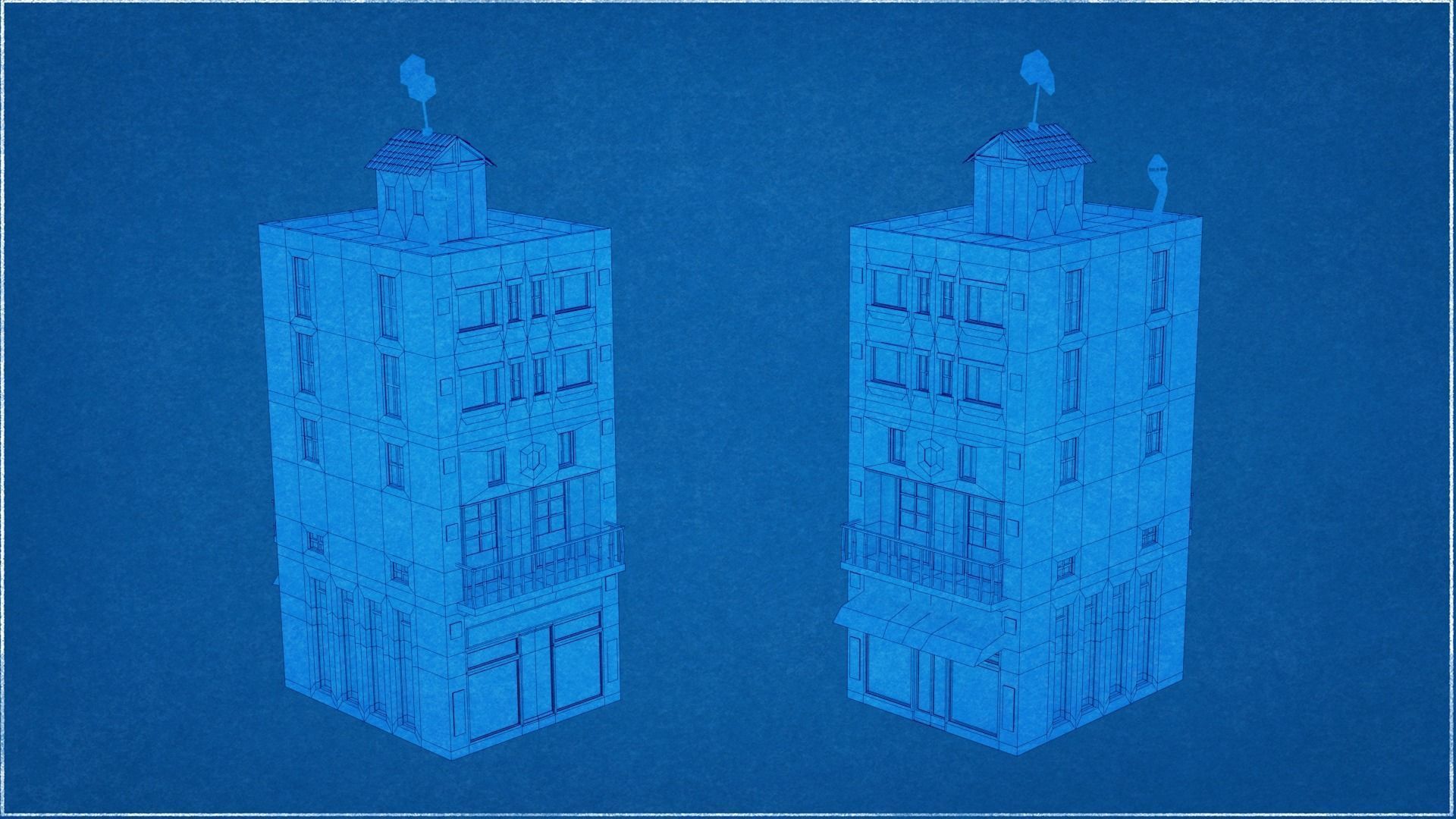 14 Pack Italian Buildings Low-Poly Low-poly 3D model_19