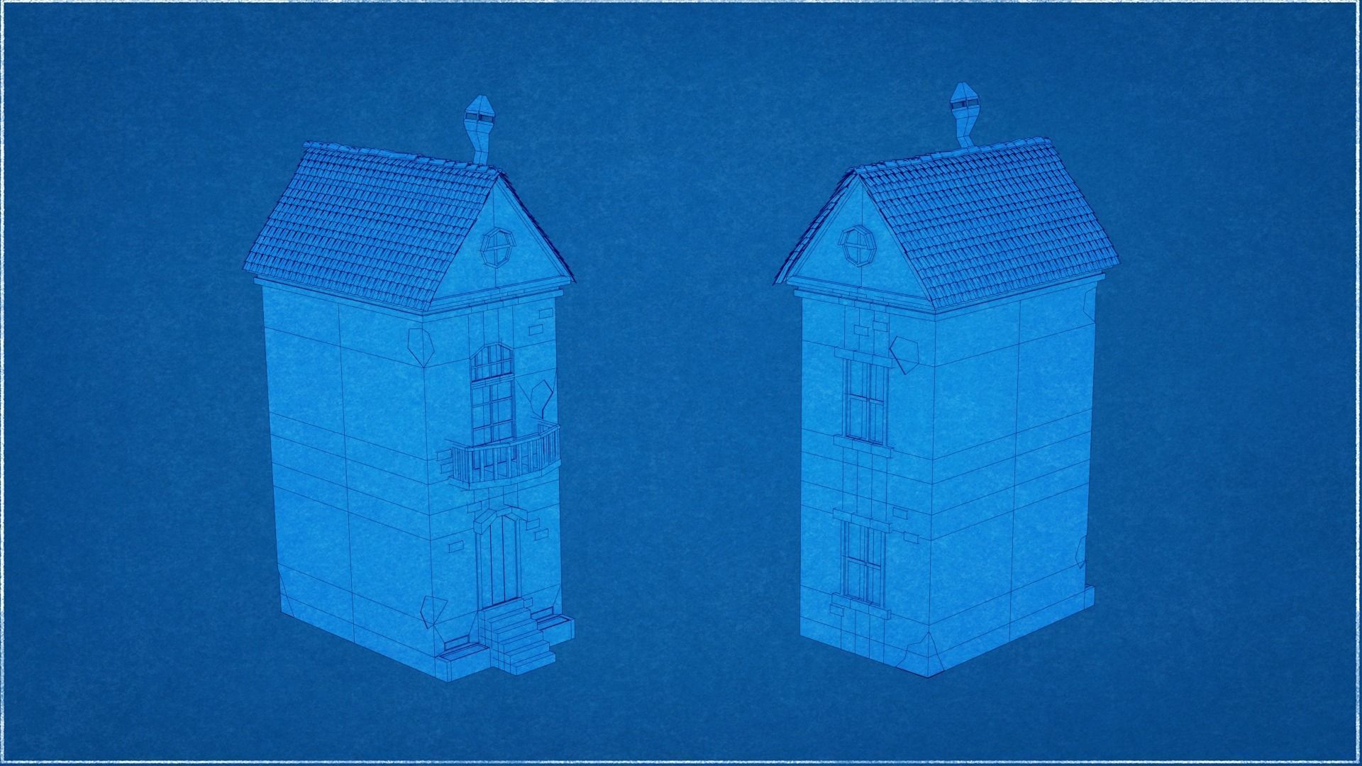 14 Pack Italian Buildings Low-Poly Low-poly 3D model_17