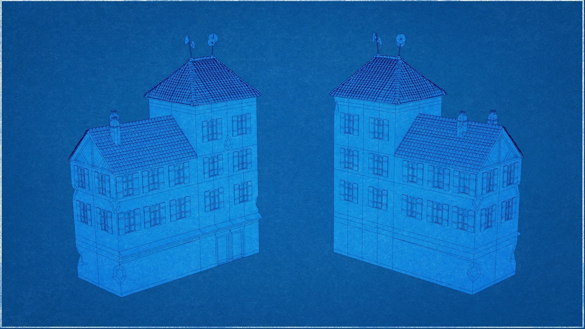 14 Pack Italian Buildings Low-Poly Low-poly 3D model_27