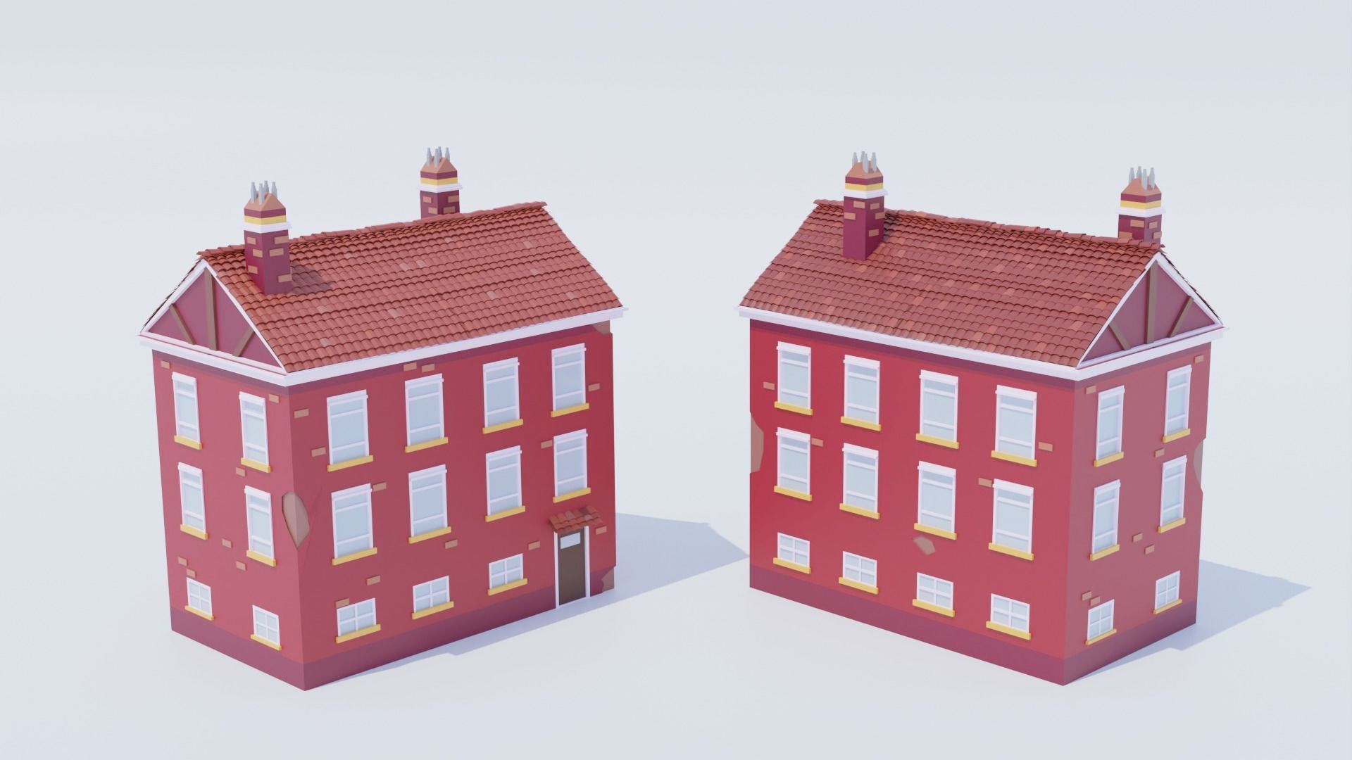14 Pack Italian Buildings Low-Poly Low-poly 3D model_7