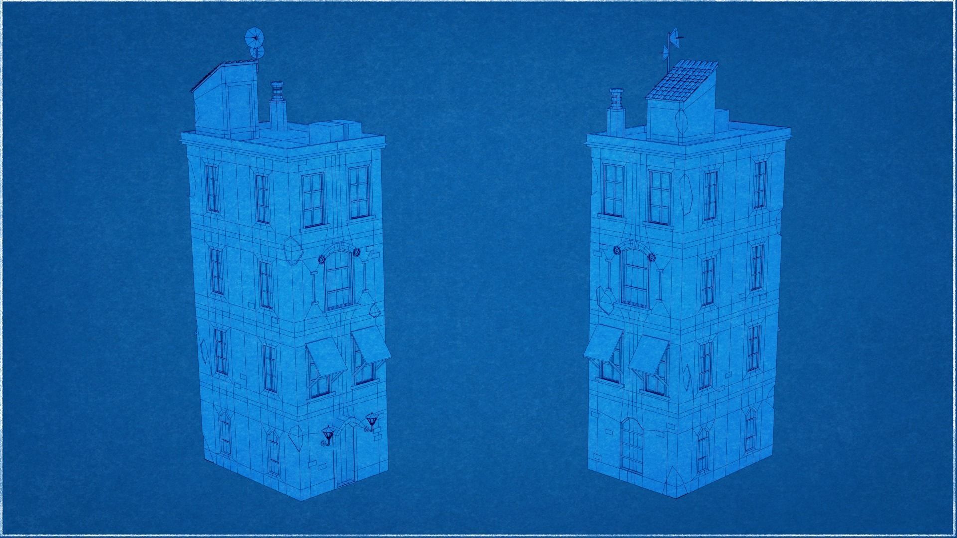 14 Pack Italian Buildings Low-Poly Low-poly 3D model_16