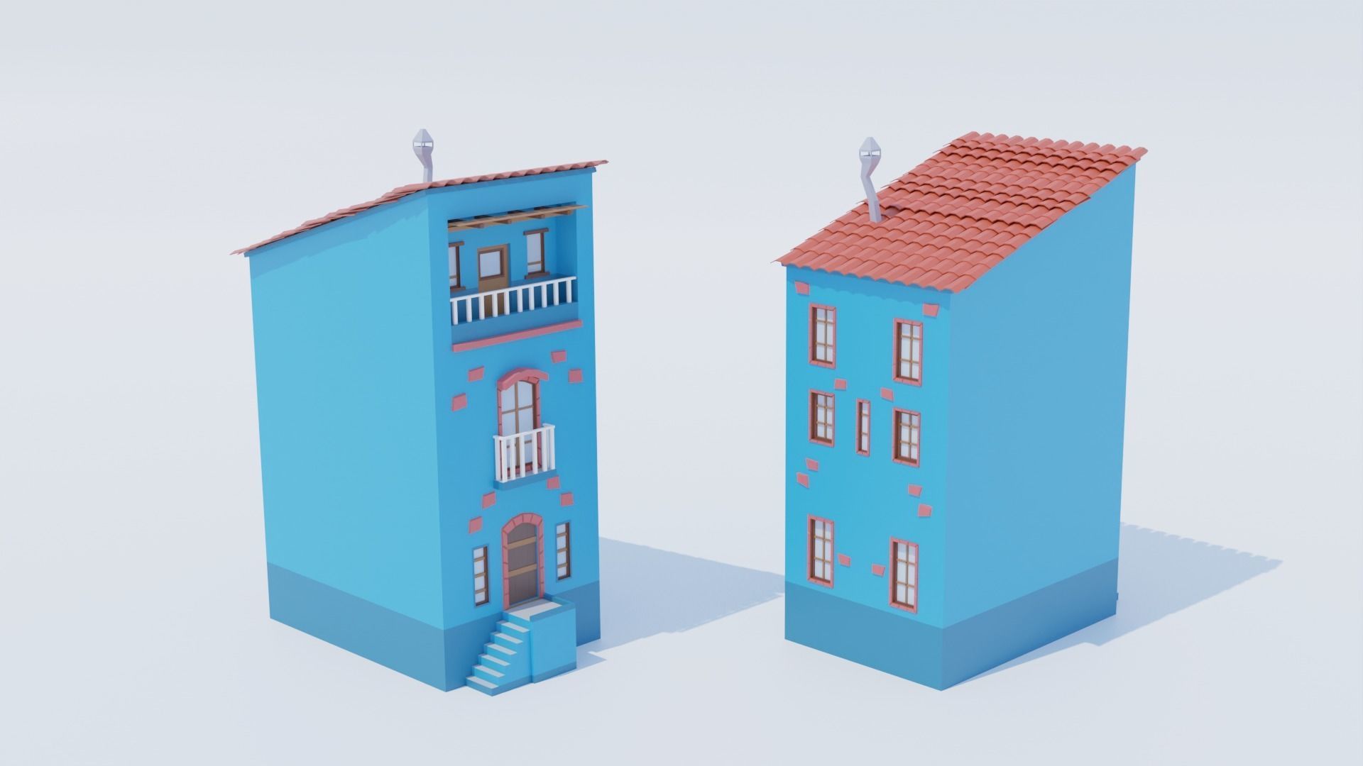 14 Pack Italian Buildings Low-Poly Low-poly 3D model_10