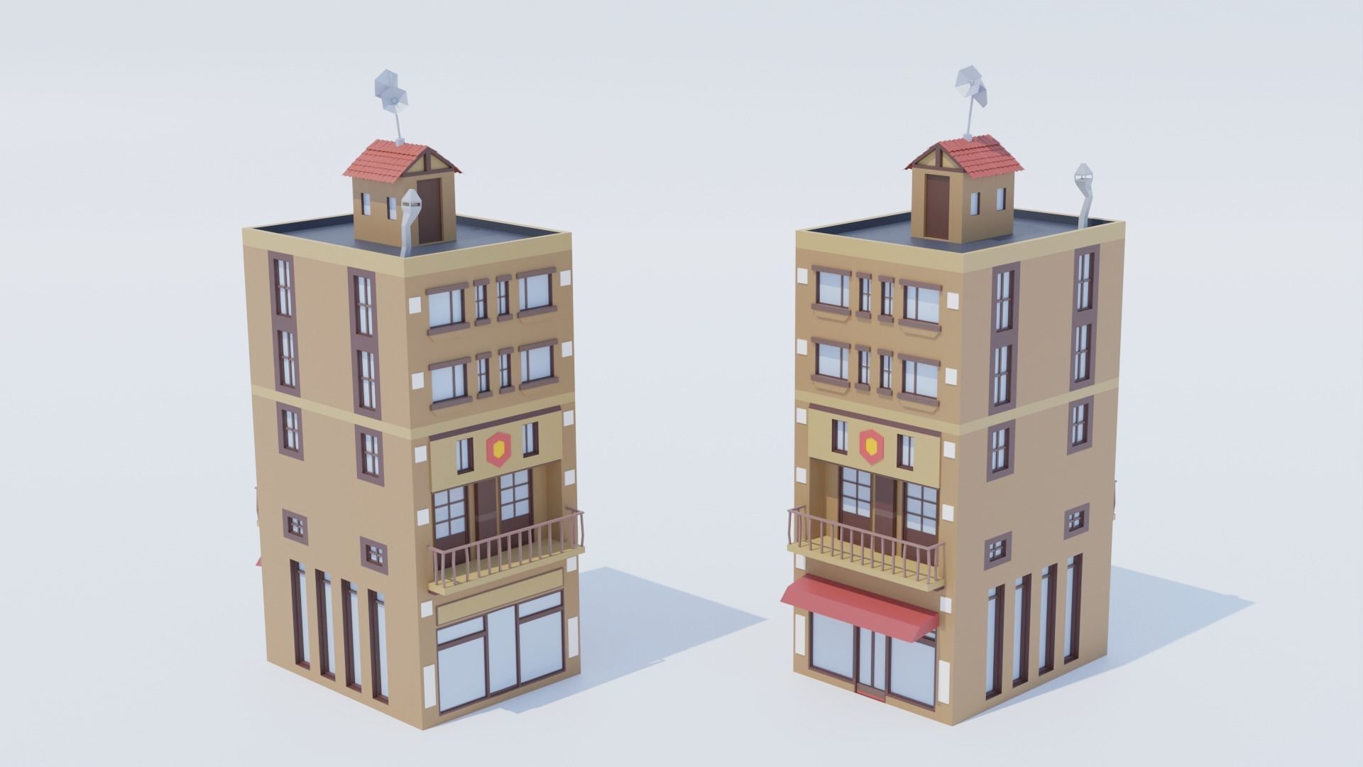 14 Pack Italian Buildings Low-Poly Low-poly 3D model_5