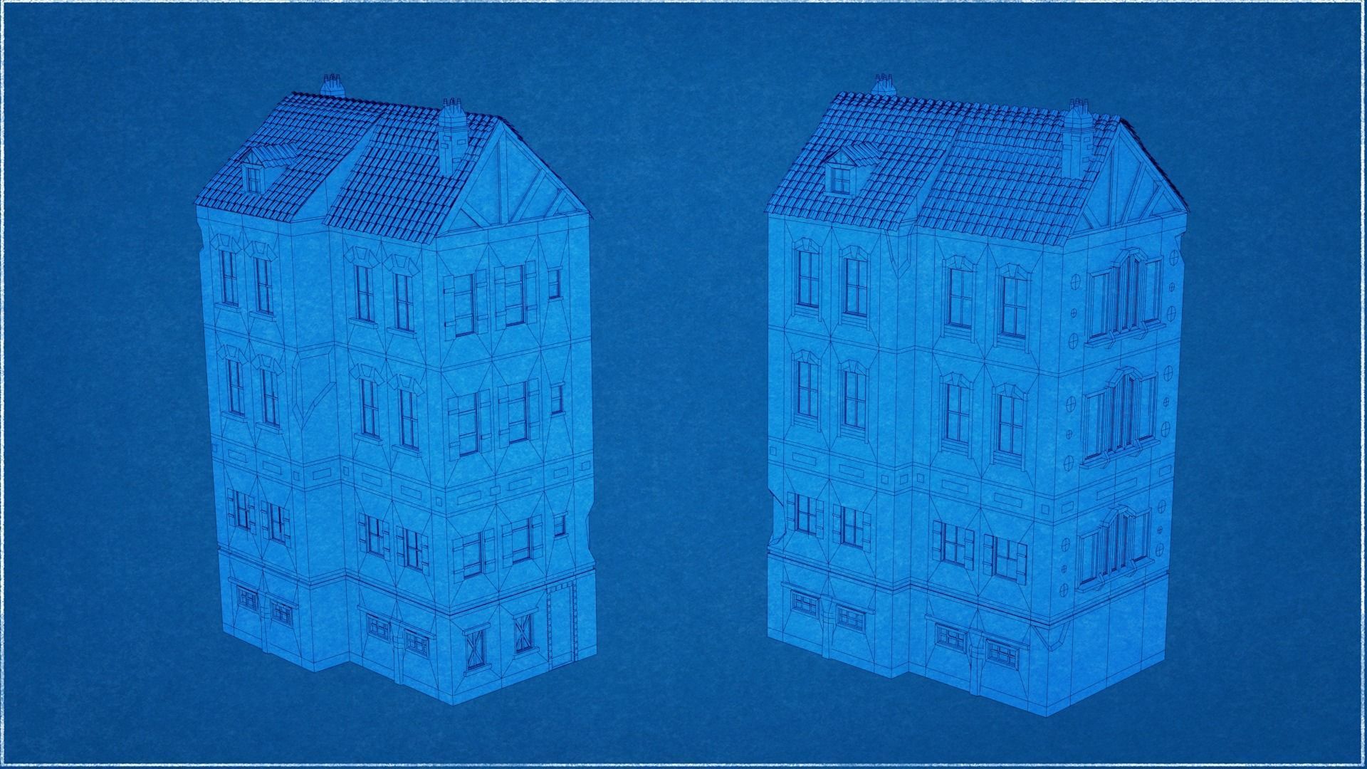 14 Pack Italian Buildings Low-Poly Low-poly 3D model_25