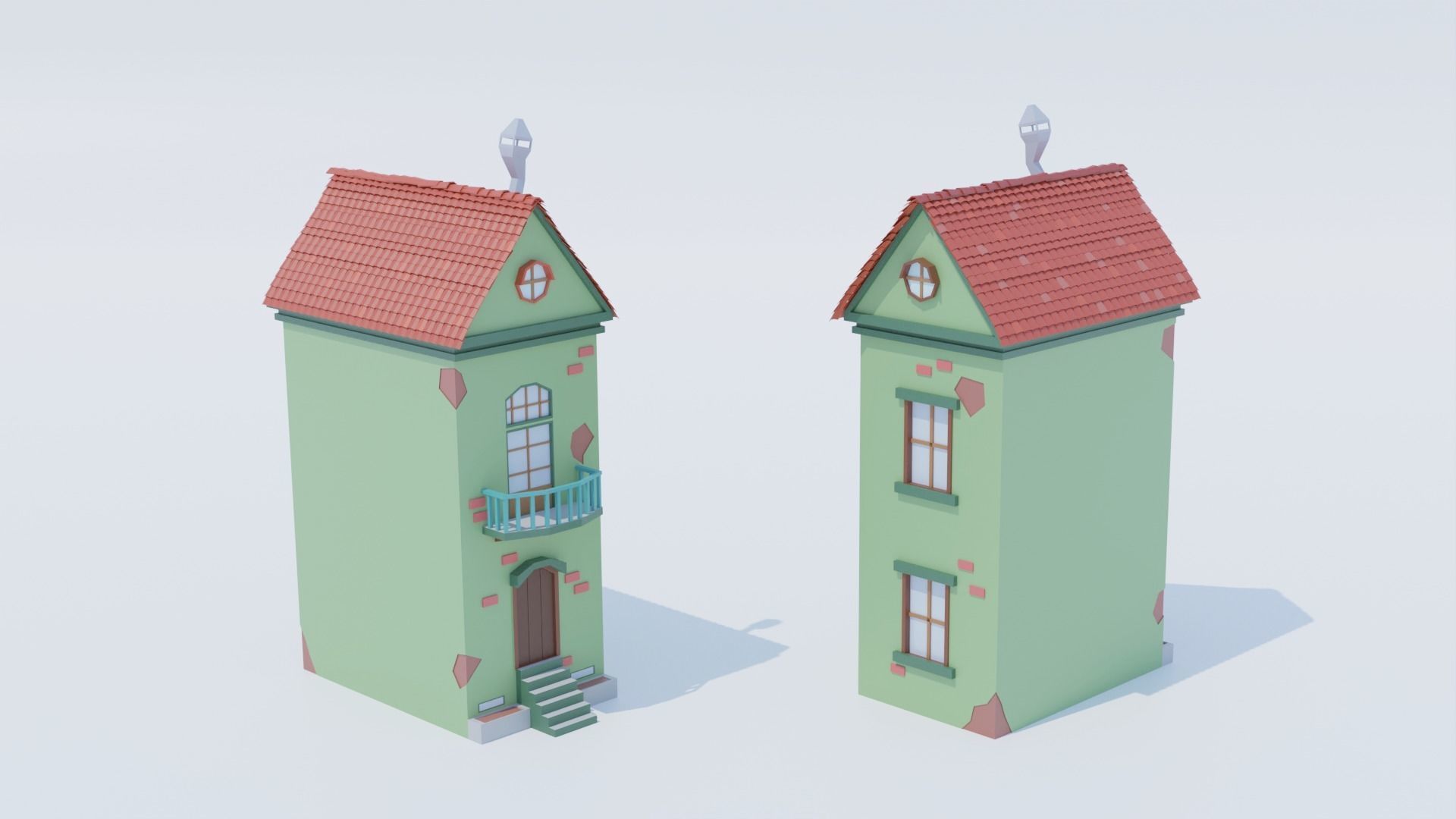 14 Pack Italian Buildings Low-Poly Low-poly 3D model_3