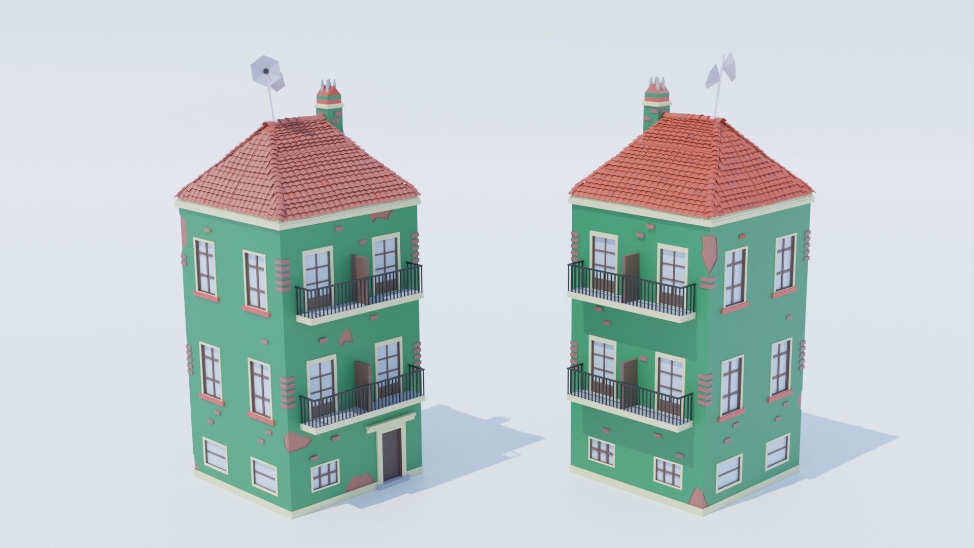 14 Pack Italian Buildings Low-Poly Low-poly 3D model_6