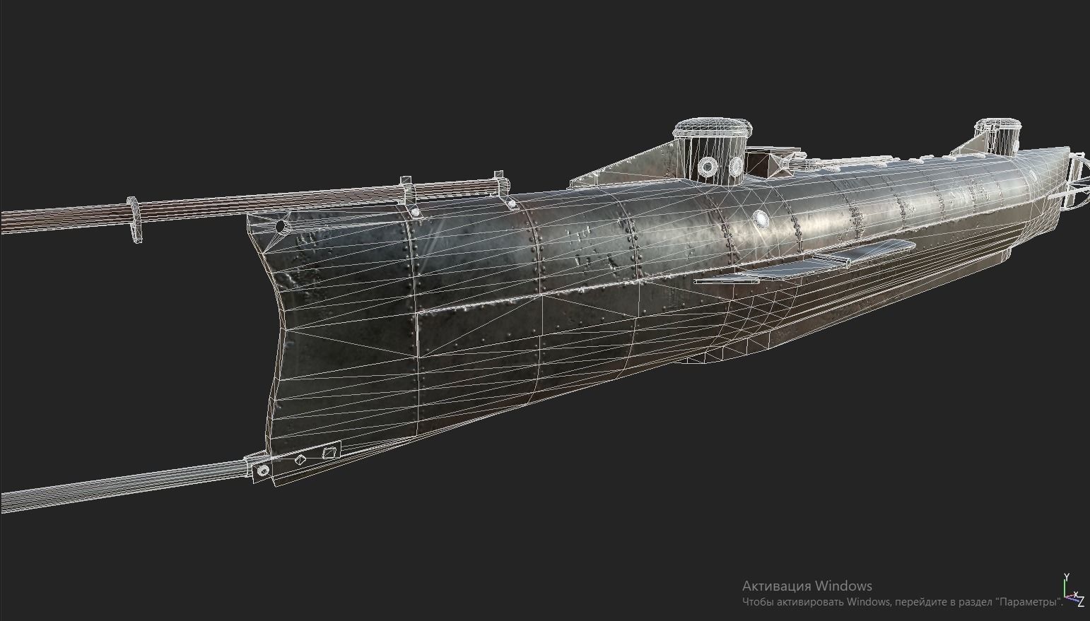 CSS Hunley  Low-poly 3D model_7