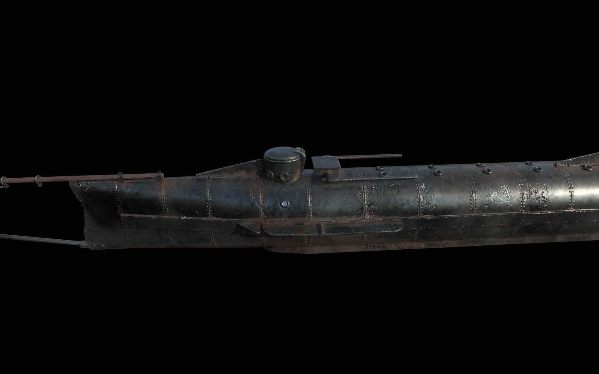 CSS Hunley  Low-poly 3D model_6