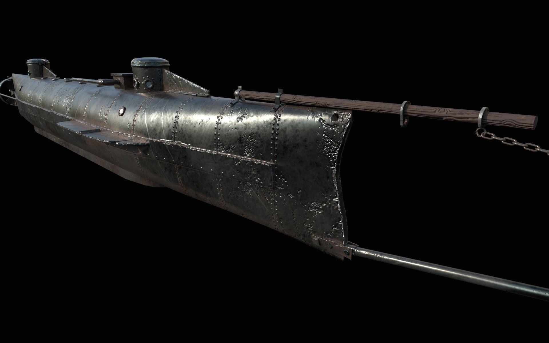 CSS Hunley  Low-poly 3D model_5