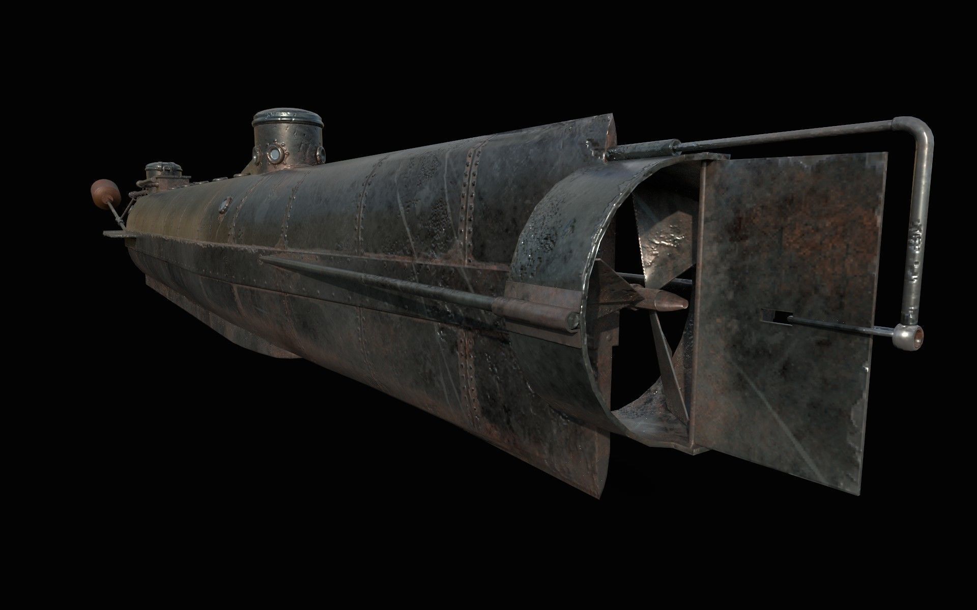 CSS Hunley  Low-poly 3D model_4