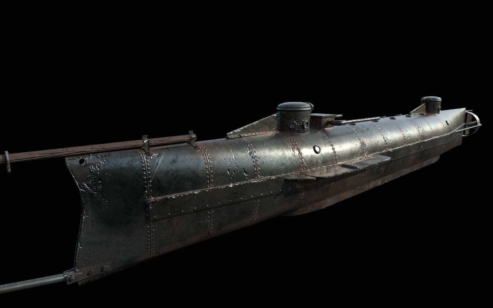 CSS Hunley  Low-poly 3D model_1