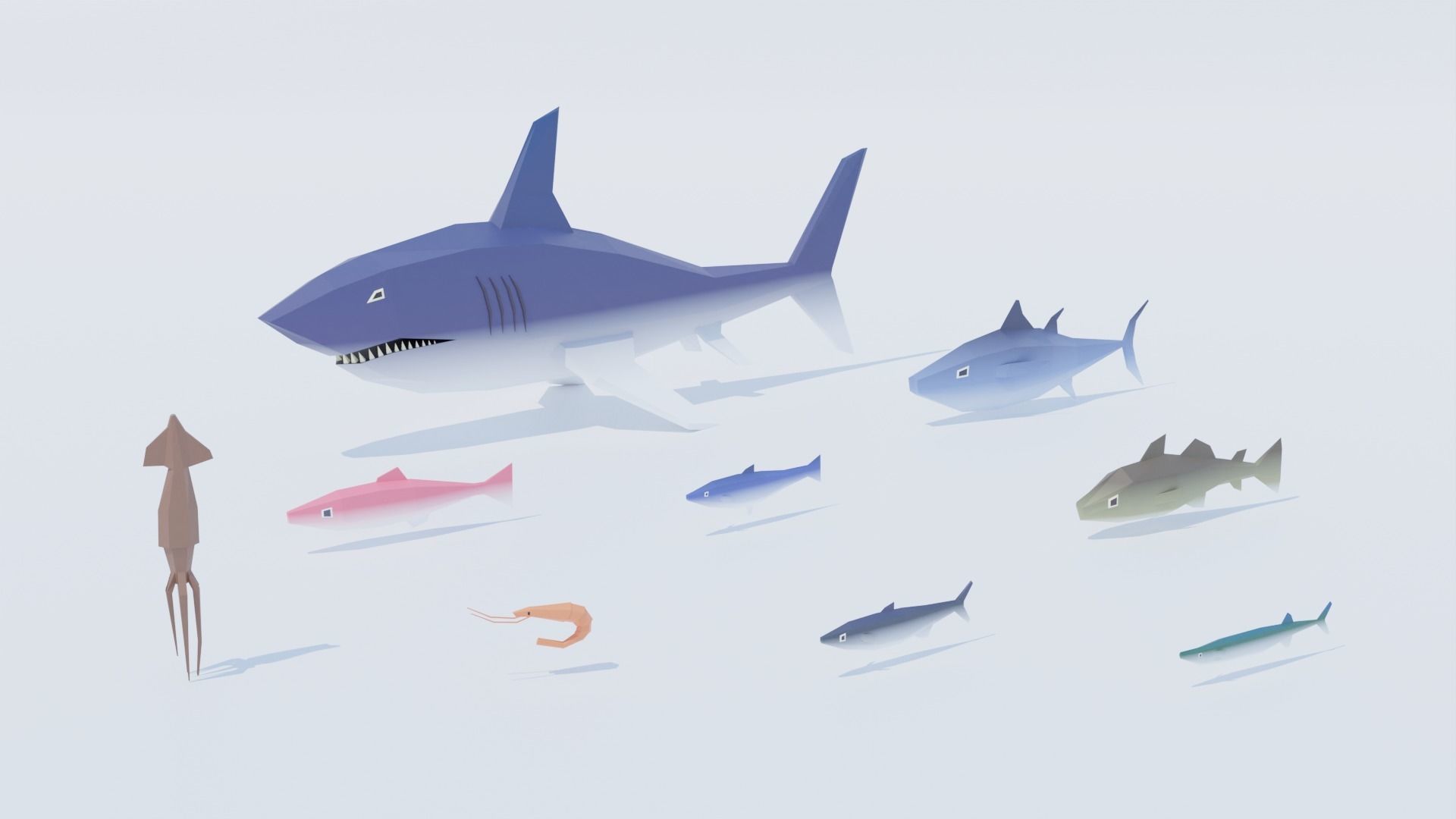 Pack Sea Low-Poly Low-poly 3D model_2