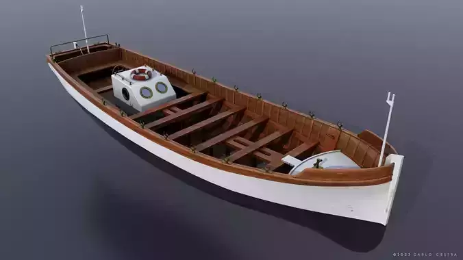 WW2 Italian 13m Motorboat Low-poly 3D model