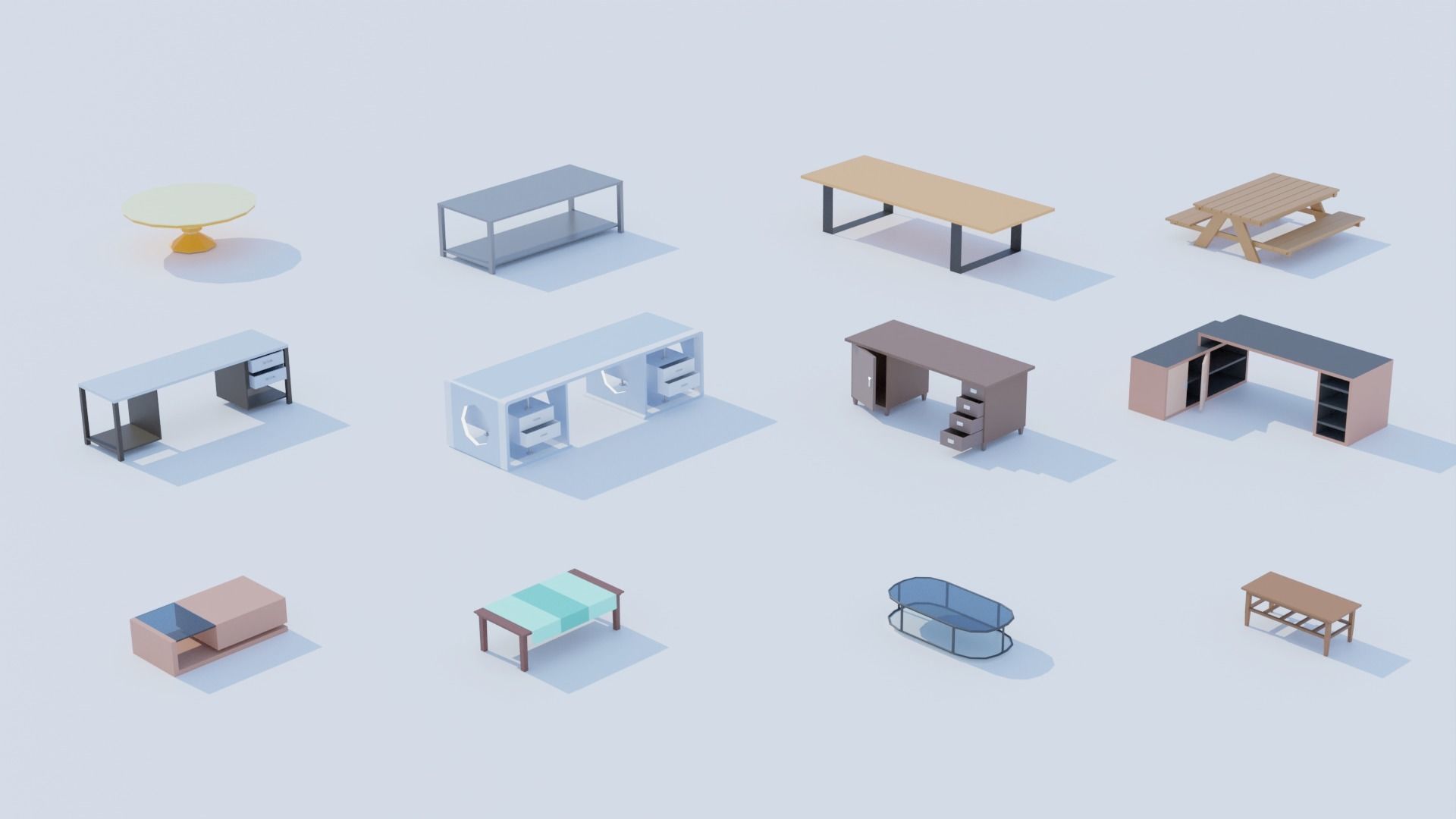 Pack 84 Low-Poly Furniture  Low-poly 3D model_10