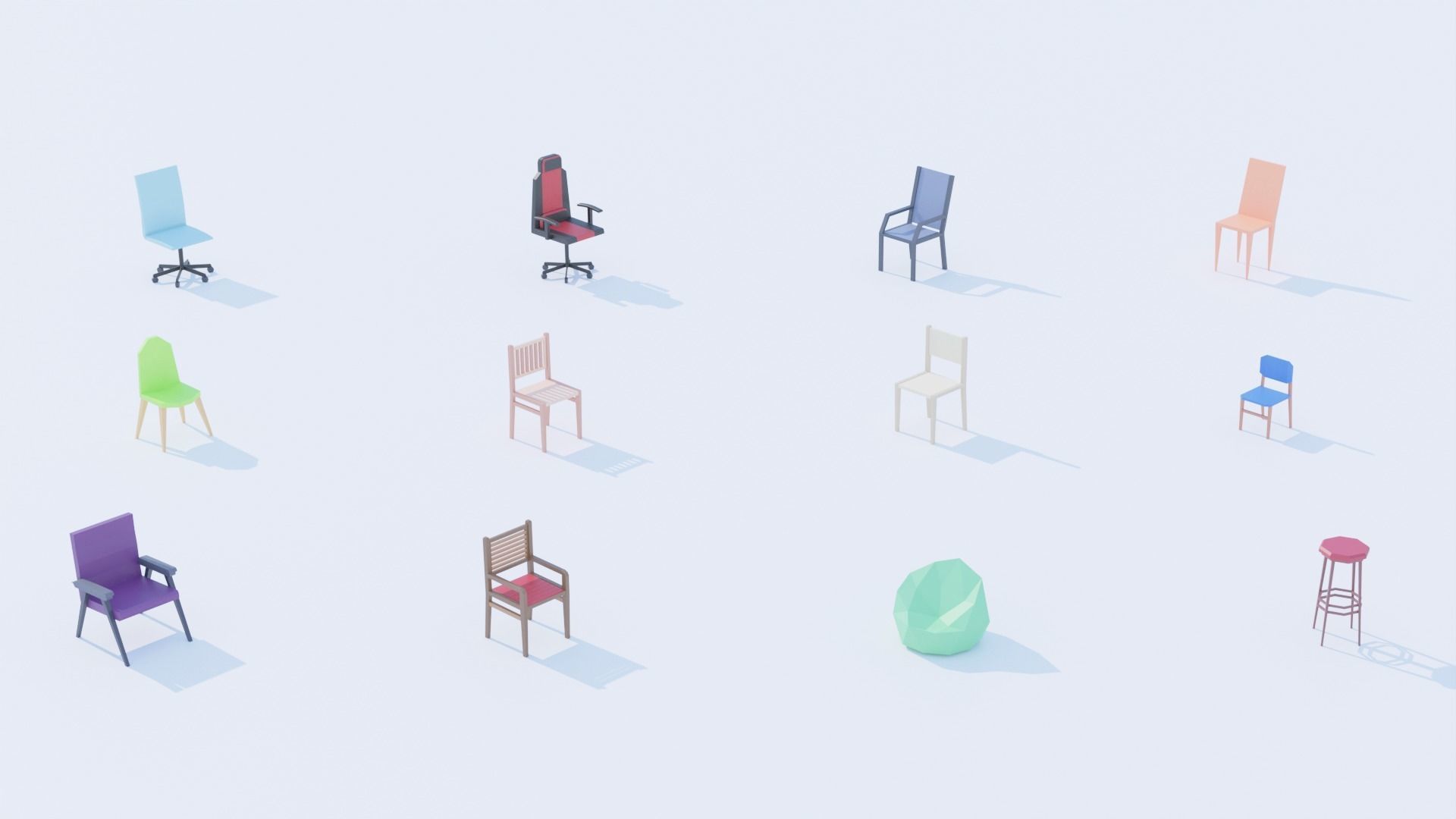 Pack 84 Low-Poly Furniture  Low-poly 3D model_6