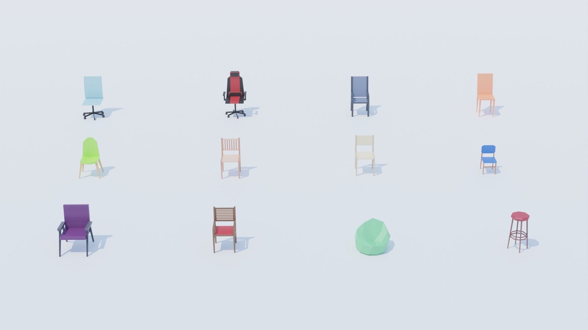 Pack 84 Low-Poly Furniture  Low-poly 3D model_5