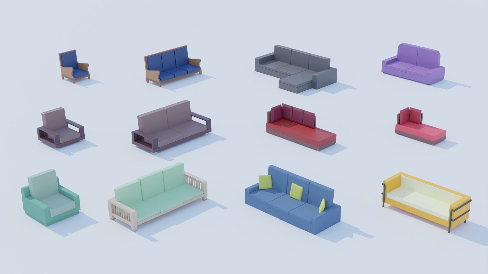 Pack 84 Low-Poly Furniture  Low-poly 3D model_12