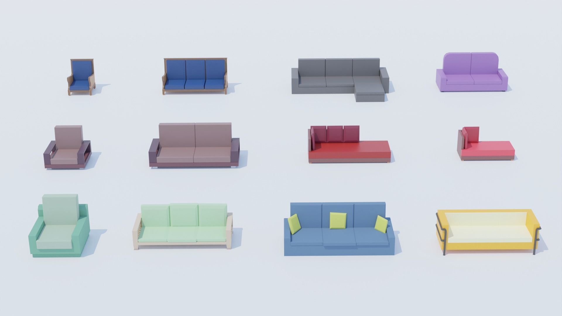 Pack 84 Low-Poly Furniture  Low-poly 3D model_11
