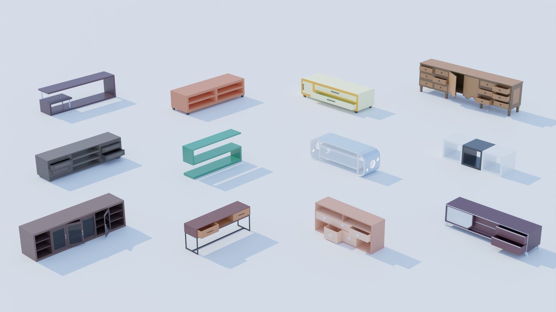 Pack 84 Low-Poly Furniture  Low-poly 3D model_14