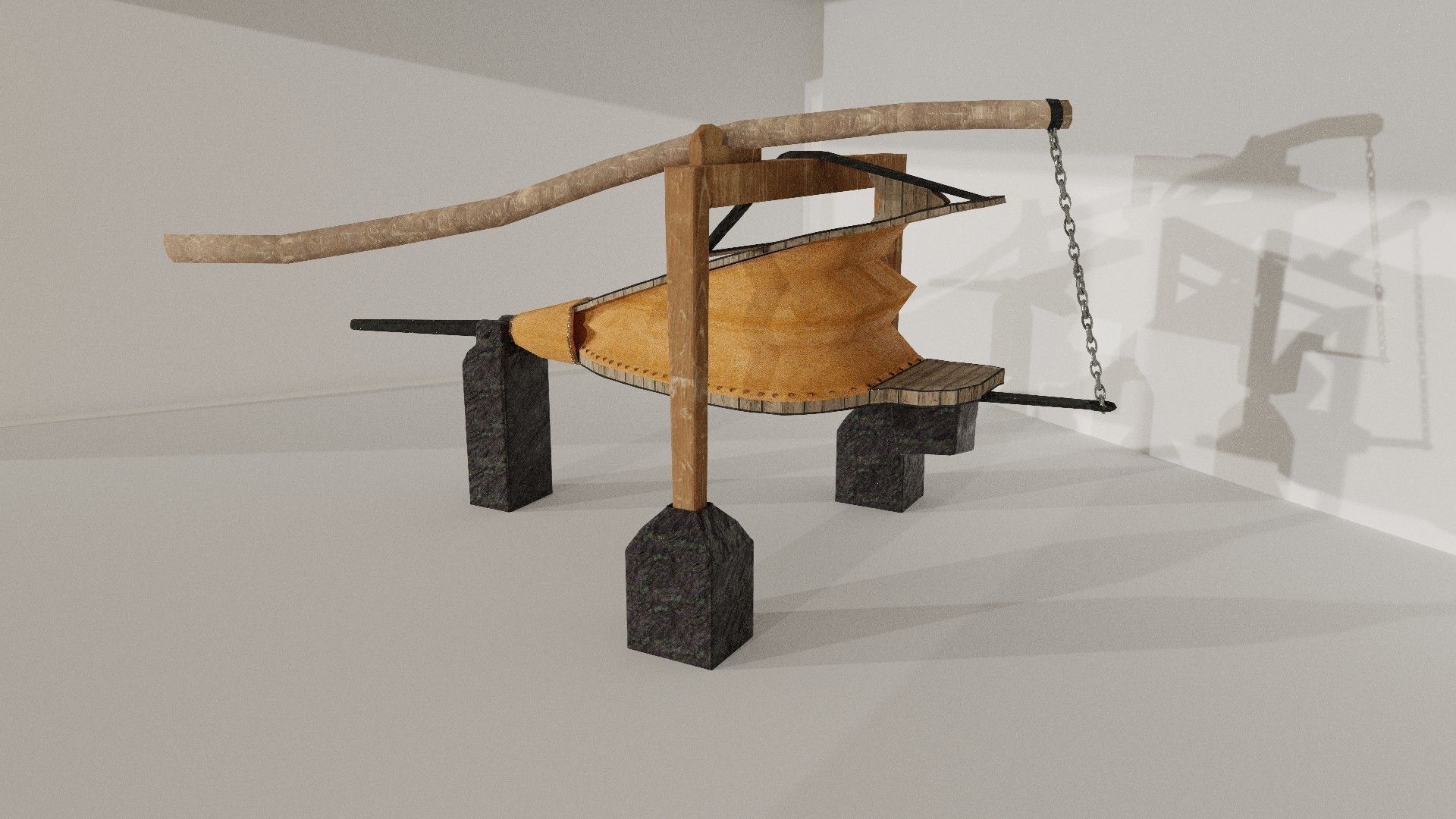 medieval era blacksmith bellows 3D model_2
