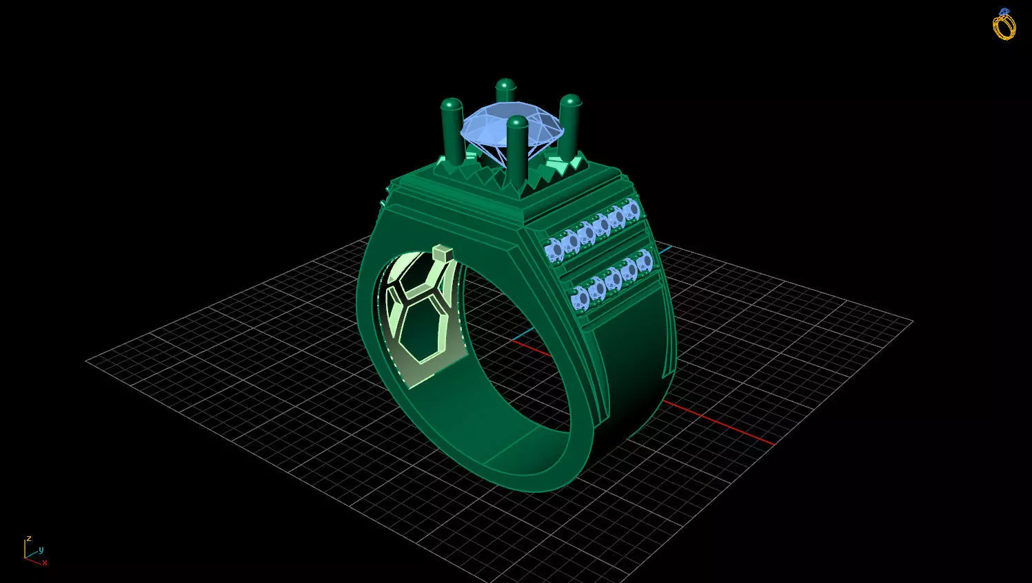 RING MEN DIAMOND 3D print model_0