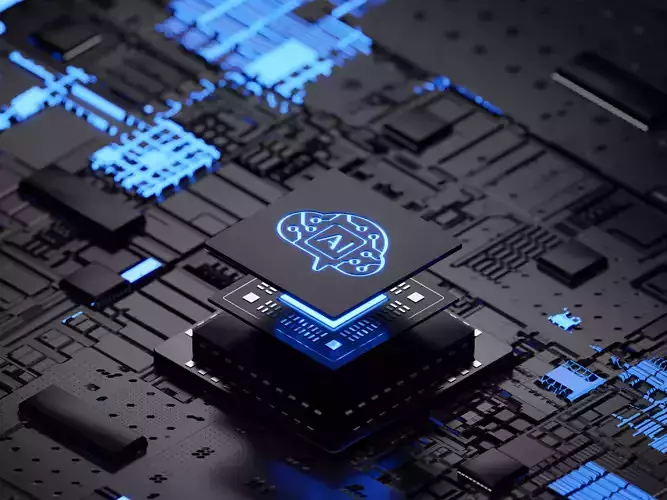 Artificial intelligence processor chip 3D model
